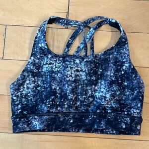 Lululemon blue and white tie dye sports bra size 0